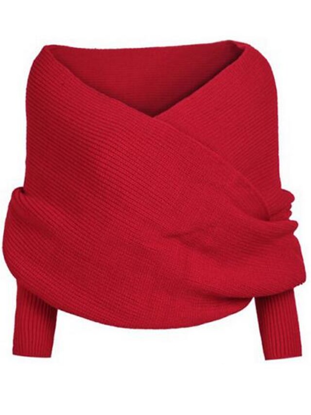  Damen Alltag Solide Langarm Standard Pullover, Bateau Herbst / Winter Baumwolle Rote / Beige / Grau Einheitsgröße
