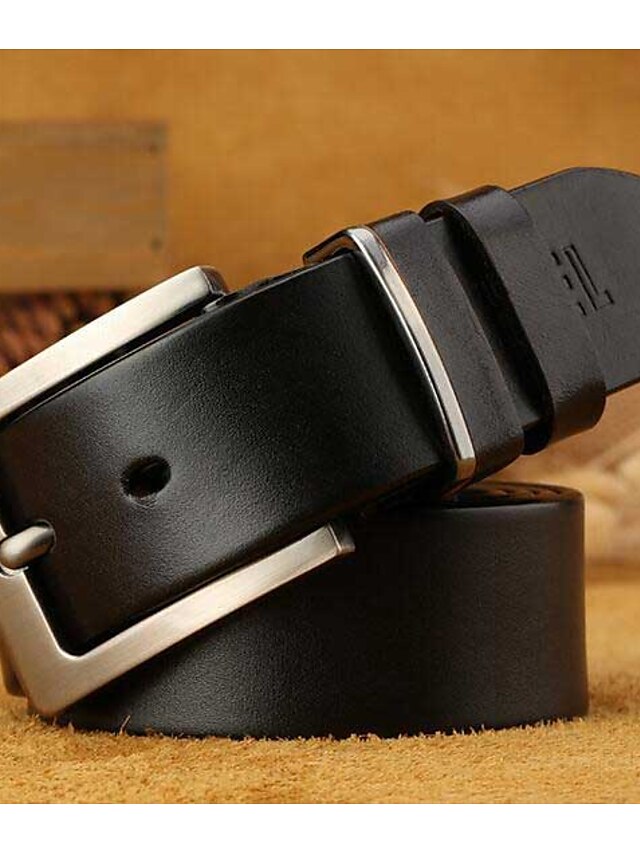  Men's Belt Leather Black Wine Light Brown Buckle