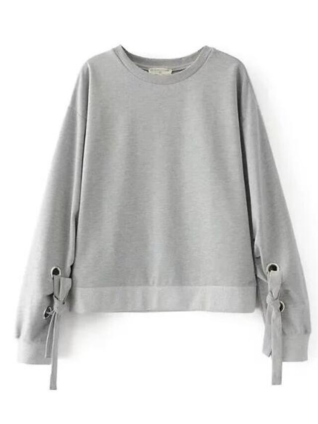  Femme Sweatshirt Couleur Pleine Coton / Printemps / Automne