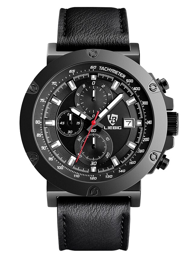  Men's Military Watch Wrist watch Quartz Calendar Silicone Band Black