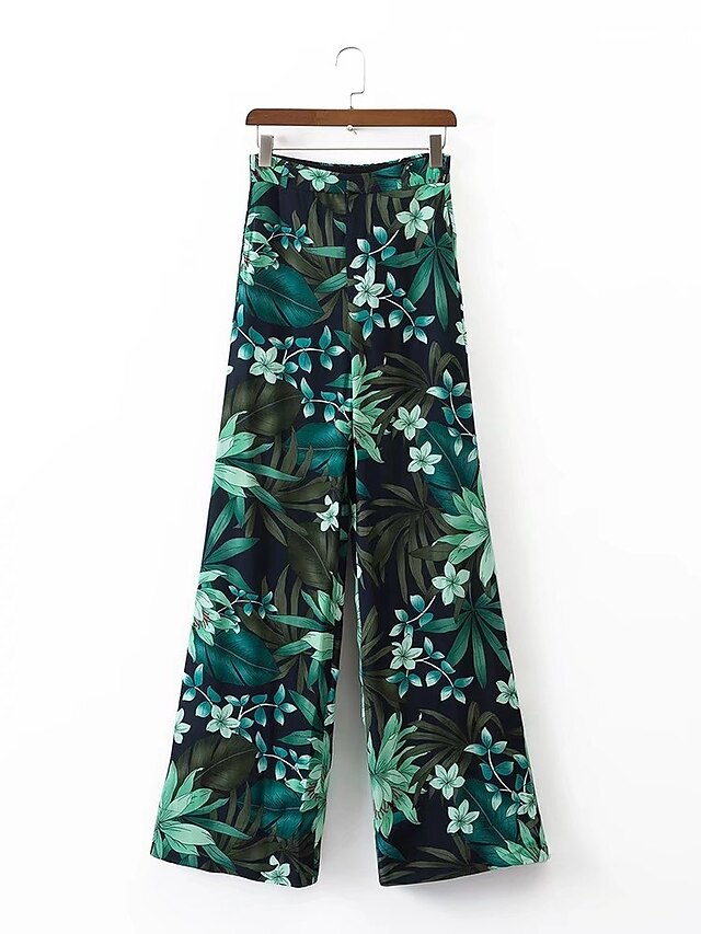 Women's Mid Rise Micro-elastic Loose Chinos Pants,Simple Boho Print Polyester Summer Fall