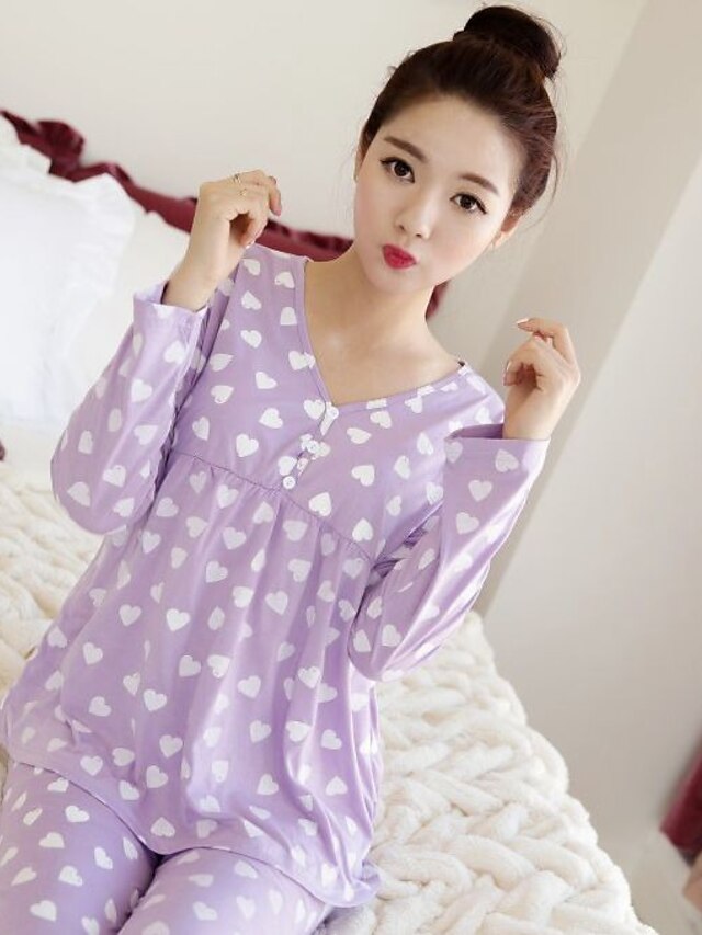  Women's Pajamas Medium Cotton Blue Blushing Pink Gray Purple Fuchsia