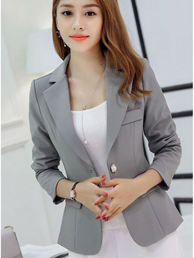  Women's Going out Work Blazer-Solid Colored V Neck