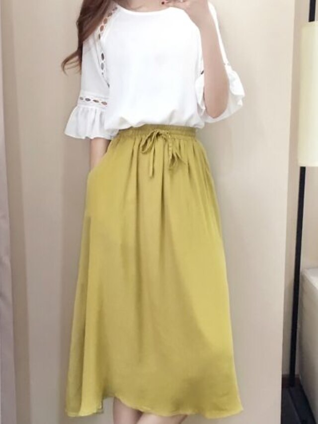  Women's Going out Daily Boho Summer Blouse Skirt Suits