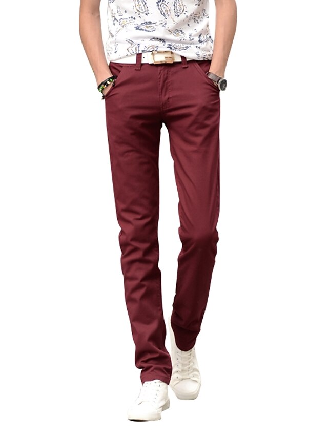  Pánské Kalhoty chinos Kalhoty Straight-Leg Jednobarevné Plná délka Denní Víkend Základní Štíhlý Černá Vodní modrá Neelastické / Léto / Podzim / Větší velikosti
