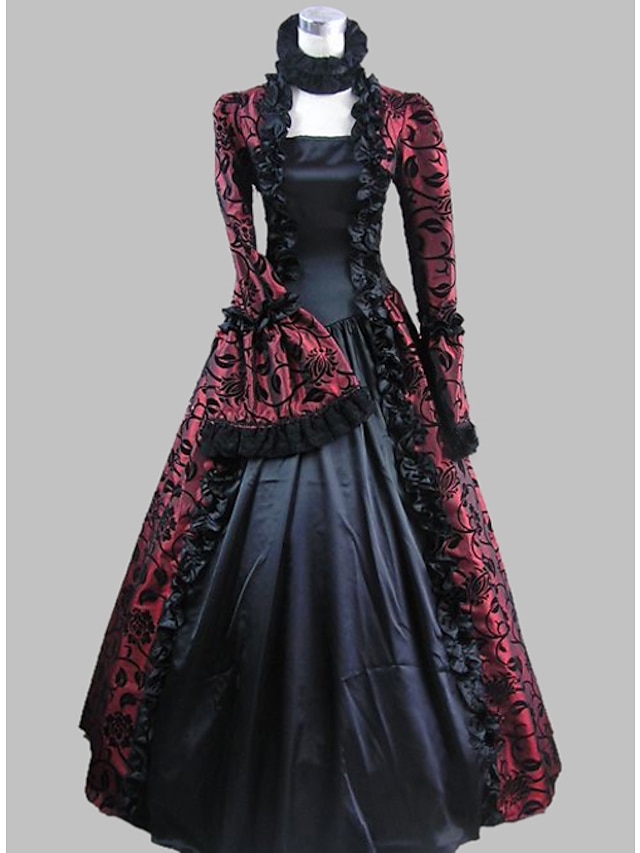  دانتيل روكوكو فيكتوريا القرن ال 18 فستان كوكتيل فساتين أزياء الحفلة حفلة تنكرية منفوش طول الأرض ماري انطونيت 