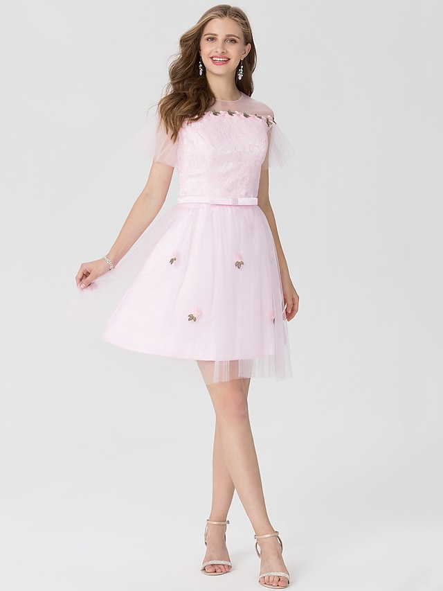 Short Sleeve Jewel Neck Garden Dress main image 0