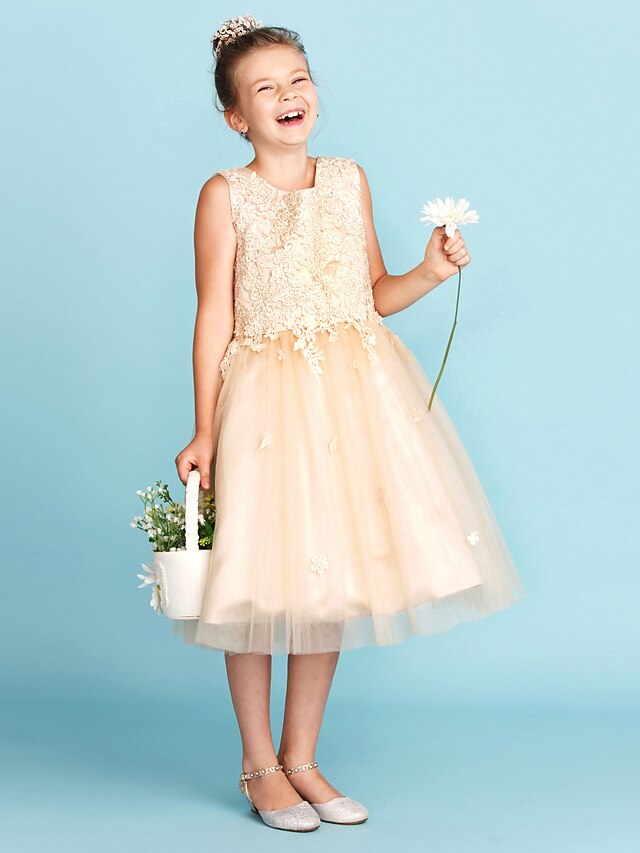  Hercegnő Térdig érő Virágoslány ruha Aranyos báli ruha Csipke val vel Csokor 3-16 éves korig alkalmas