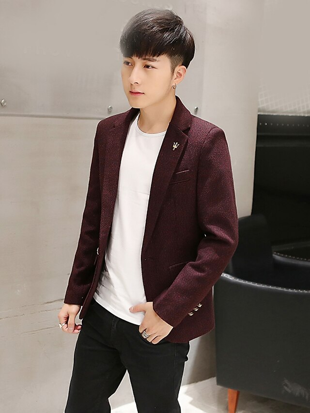 Men's Daily / Going out Spring / Fall Short Blazer, Solid Colored ...