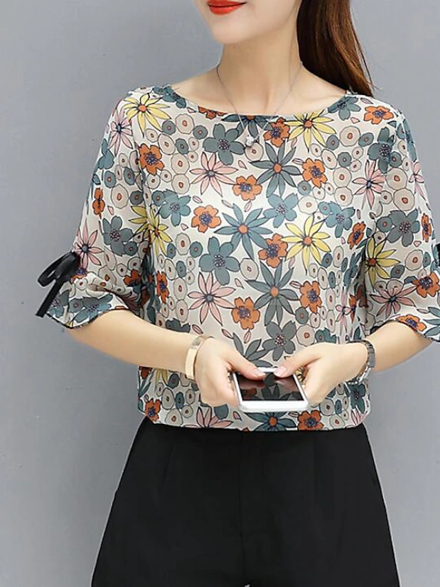 Mujer Noche Algodón Blusa Floral 2024 14 99