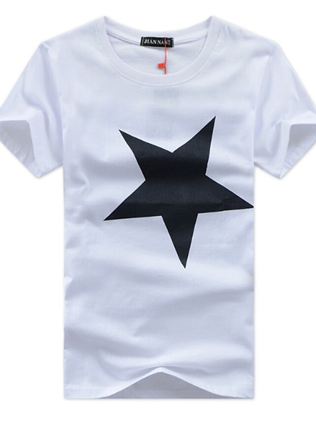  Men's T shirt Tee Geometric Round Neck White Black Gray Red Short Sleeve Plus Size Daily Sports Tops Cotton Active / Summer / Spring / Summer / Fall