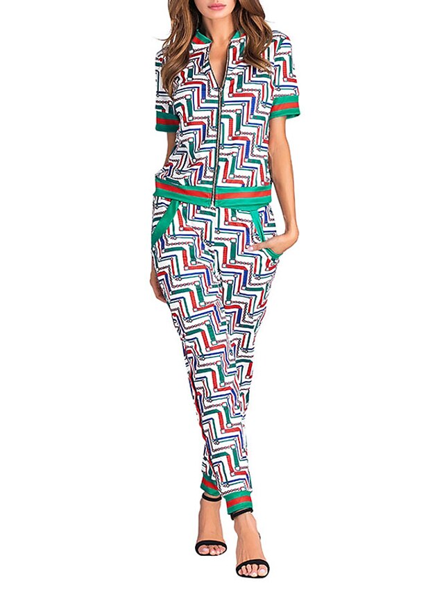  Women's Sports / Going out Casual / Street chic T-shirt - Geometric, Print Pant / Spring / Fall