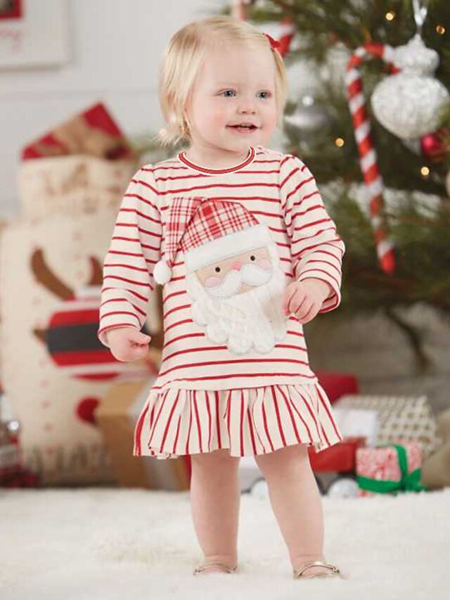  Bambino (1-4 anni) Da ragazza A strisce Per uscire A strisce Manica lunga Vestito / Cotone