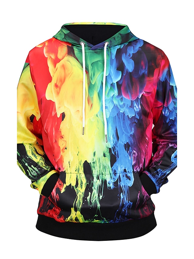  Men's Hoodie Lavender Rainbow Hooded Optical Illusion Daily Going out Weekend Fall Clothing Apparel Hoodies Sweatshirts  Long Sleeve