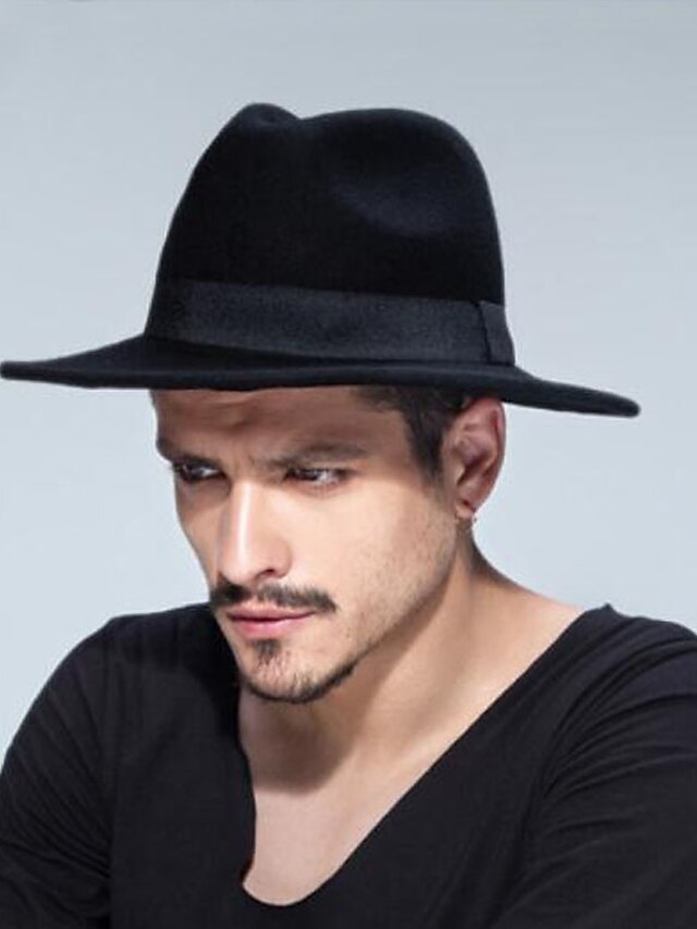  Sombrero Sombrero de fieltro Unisexo Negro Gris Vino Color puro Color sólido / Otoño / Invierno