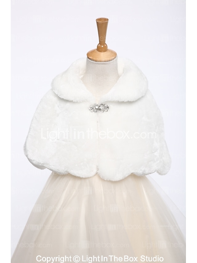  Faux Fur Wedding / Party / Evening Kids' Wraps With Rhinestone Capelets