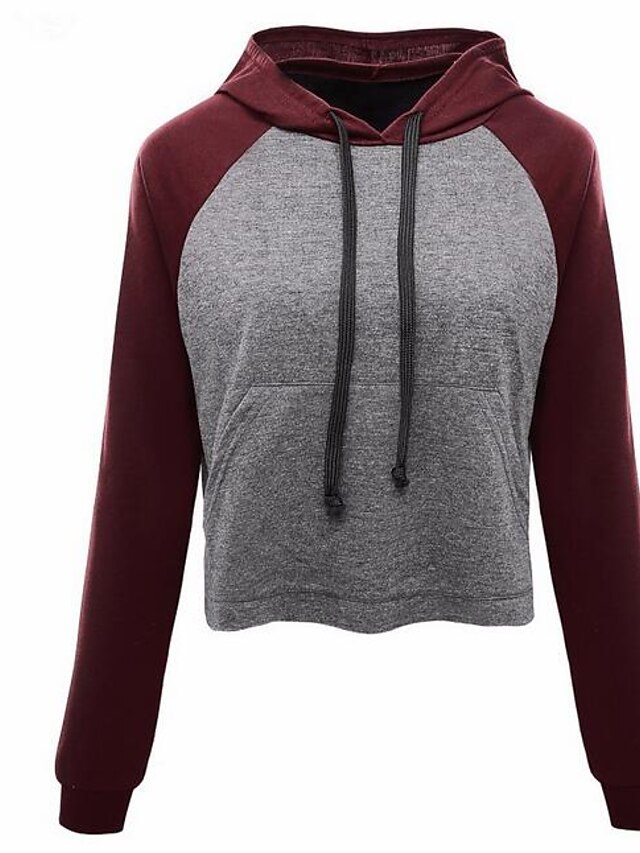  Women's Going out Basic Hoodie - Solid Colored / Letter Gray M / Spring / Fall / Sporty Look
