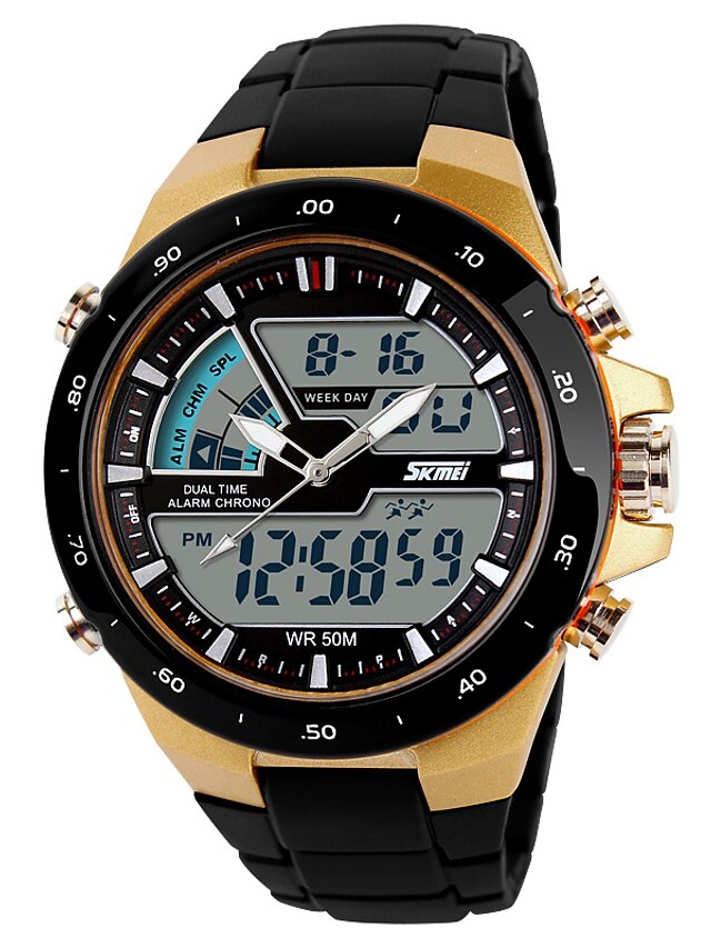  SKMEI Муж. Спортивные часы электронные часы Цифровой На каждый день Повседневные часы Круто Аналого-цифровые Черный Золотой