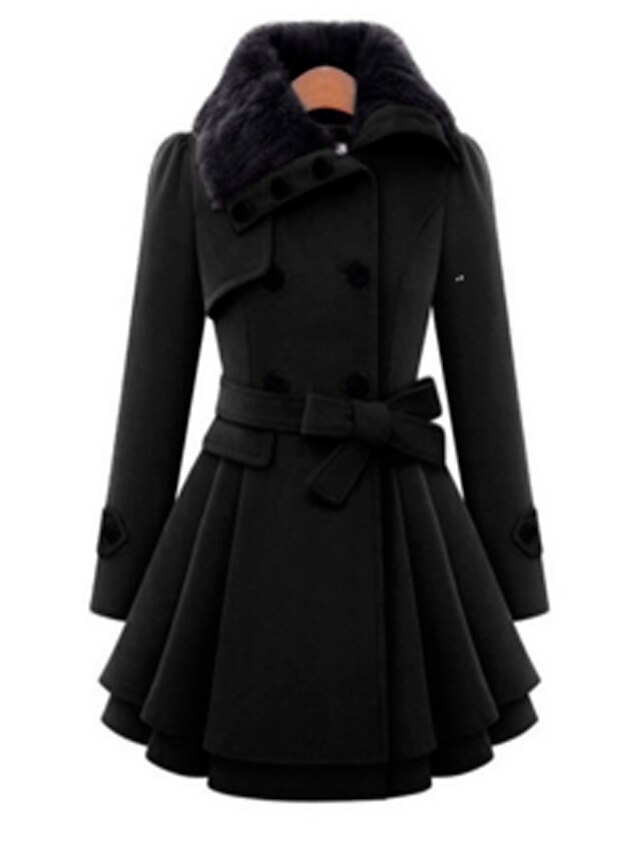  Női Kabát Hétköznapi viselet Tél Ősz Hosszú Kabát Normál Klasszikus és időtálló Zakók Hosszú ujj Teveszín Fekete Sötétkék
