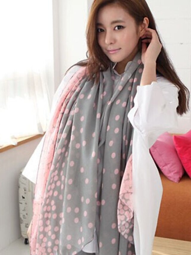  Women's Voile Rectangle Scarf - Polka Dot / Winter