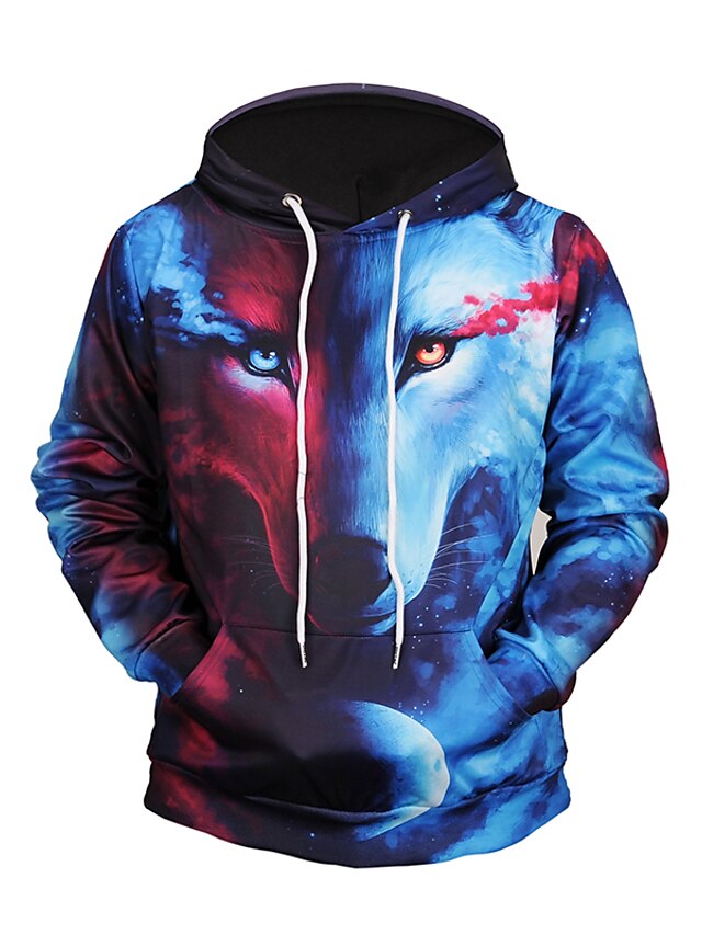  Men's Hoodie 3D Print Hooded Long Sleeve Blue M L XL XXL XXXL / Fall