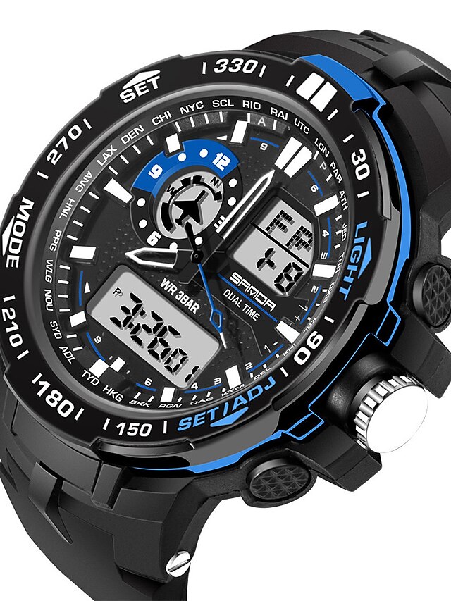  Men's Sport Watch Military Watch Analog - Digital Luxury Calendar / date / day Chronograph LCD / Silicone