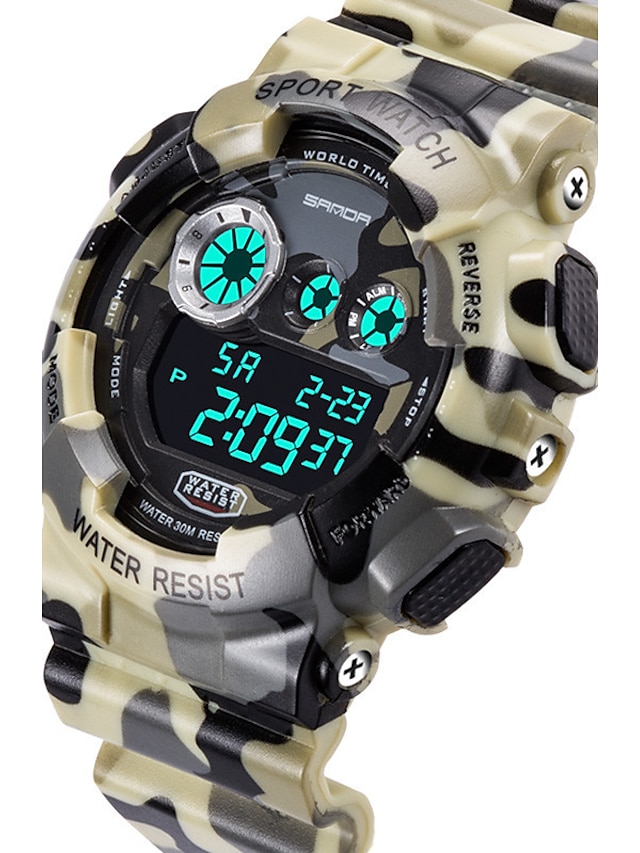  Homens Mulheres Relógio Esportivo Relógio Militar Relógio inteligente Digital Silicone Preta 30 m Impermeável Alarme Calendário Digital Amuleto Luxo Casual Elegante Minimalista - Amarelo Vermelho