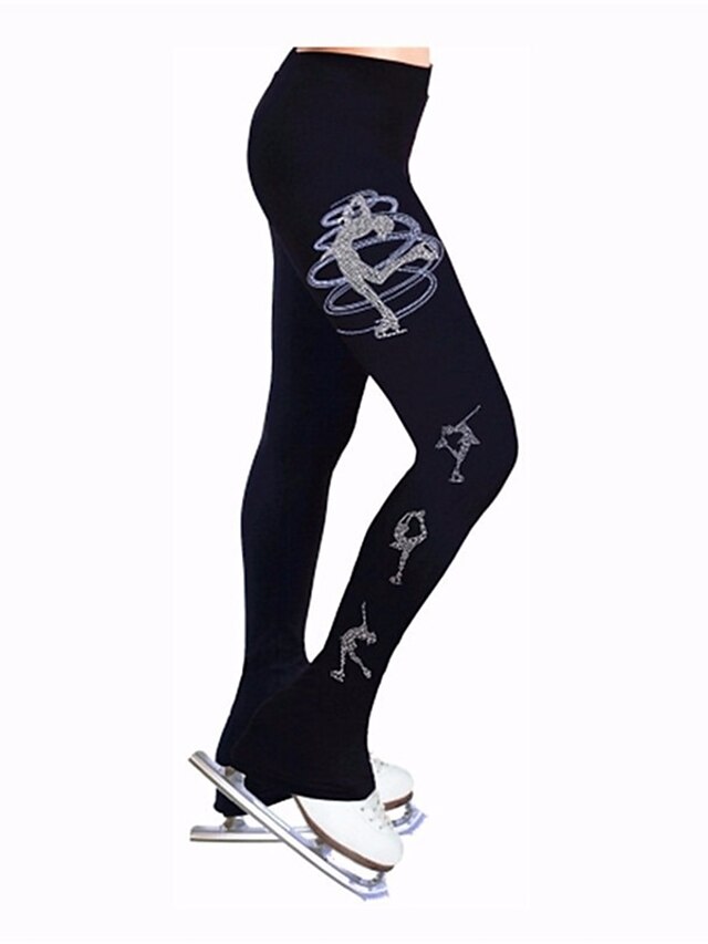 Pantaloni da pattinaggio artistico Per donna Pattinaggio sul ghiaccio Tuta da ginnastica Leggings Elastene Elasticizzato Competizione Vestiti da pattinaggio sul ghiaccio Con cuori Pattinaggio su