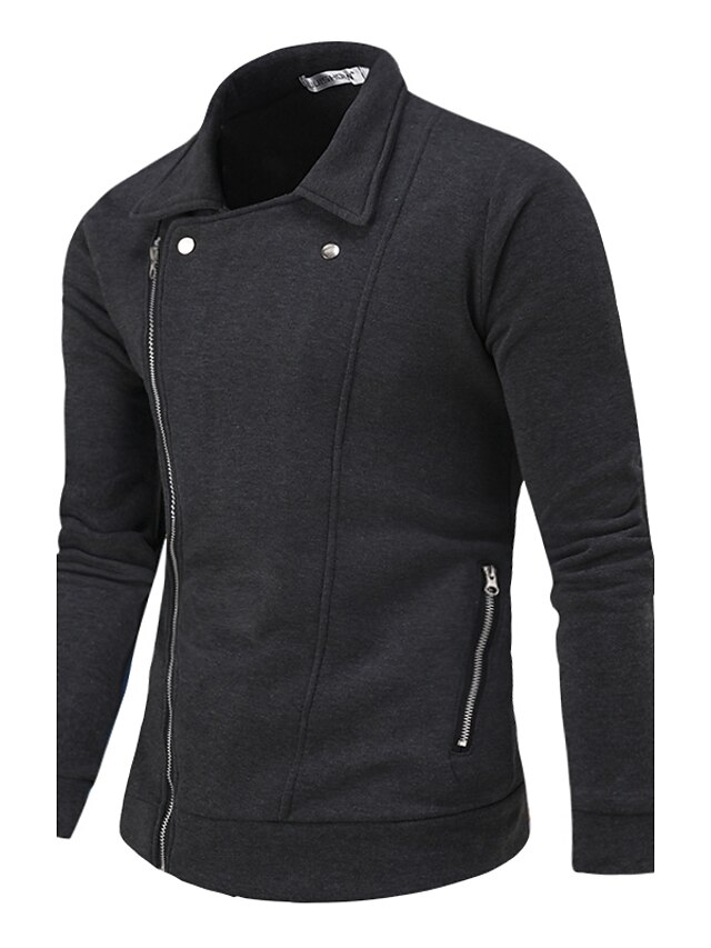 Men's Sweatshirt Solid Colored Street chic Long Sleeve Black Light gray Dark Gray M L XL XXL / Fall / Winter