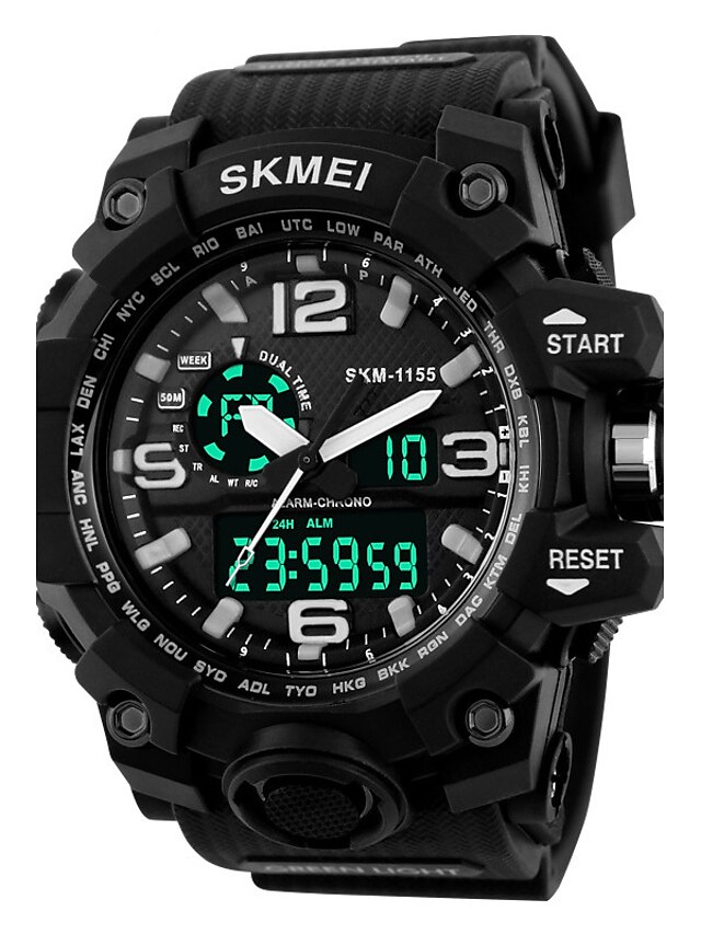  SKMEI Men's Women's Sport Watch Military Watch Smartwatch Digital Charm Water Resistant / Waterproof Alarm Calendar / date / day Analog - Digital Black Red Blue / Silicone