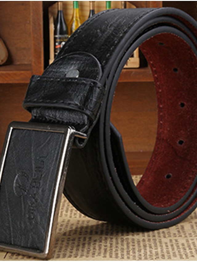  Men's Belt Leather Light Brown White Black Brown Waist Belt Solid Colored