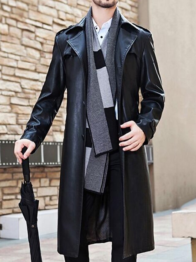  Men's Punk & Gothic Long Plus Size Fur Coat - Solid Colored / Long Sleeve