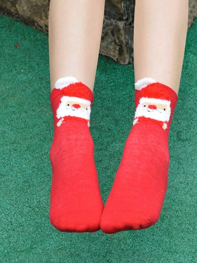  Women's Medium Socks - Christmas Red Blue One-Size / 2 Piece