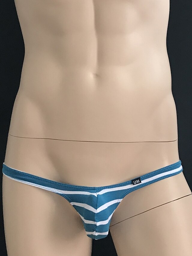  Męskie 1 sztuka Ultraseksowne majtki Prążki Biały Czarny Niebieski M L XL