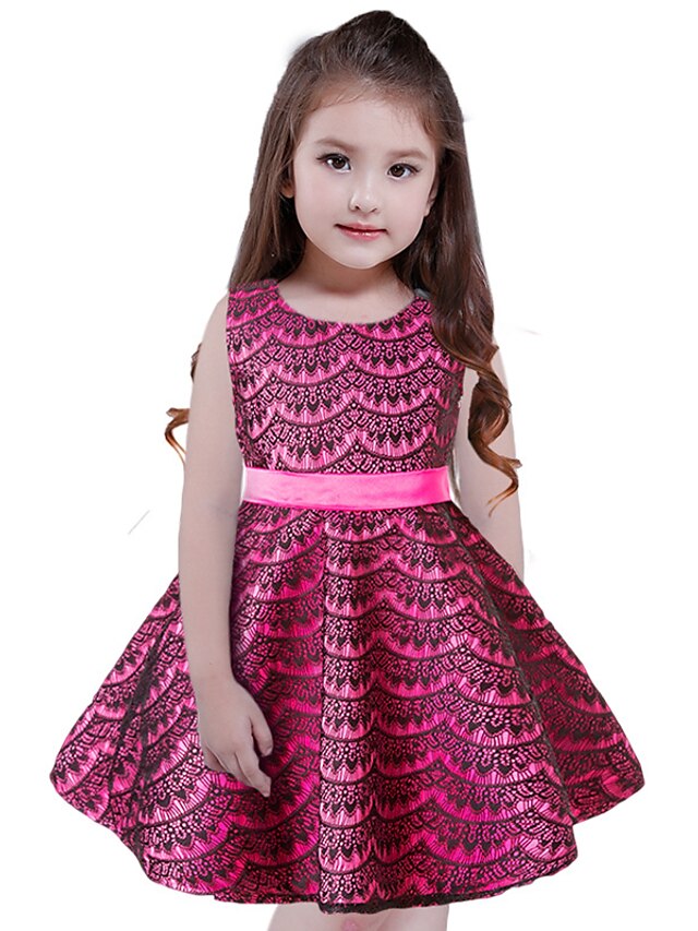  Girls' Sleeveless Solid Colored 3D Printed Graphic Dresses Polyester Dress Kids Holiday