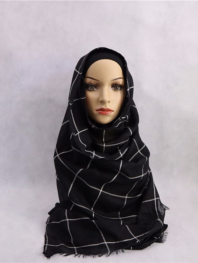  Damskie Hidżab - Jedwab wiskozowy, Kratka