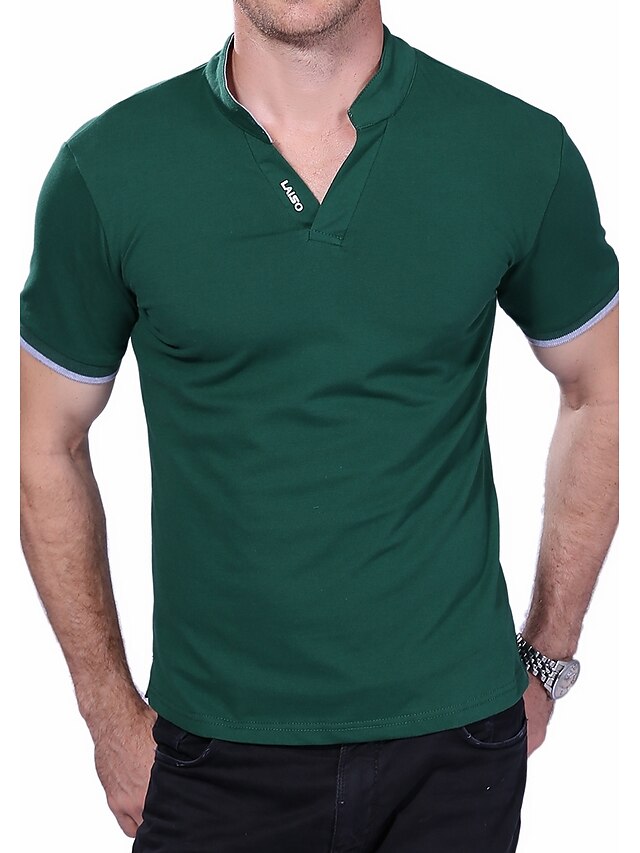  Men's Golf Shirt Solid Colored Collar Stand Collar Green White Black Gray Red Short Sleeve Plus Size Daily Weekend Slim Tops Cotton Active / Summer / Summer