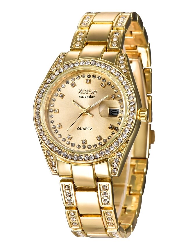  Damen Armbanduhren für den Alltag Einzigartige kreative Uhr Simulierter Diamant Uhr Chinesisch Quartz Kalender Chronograph Edelstahl Band
