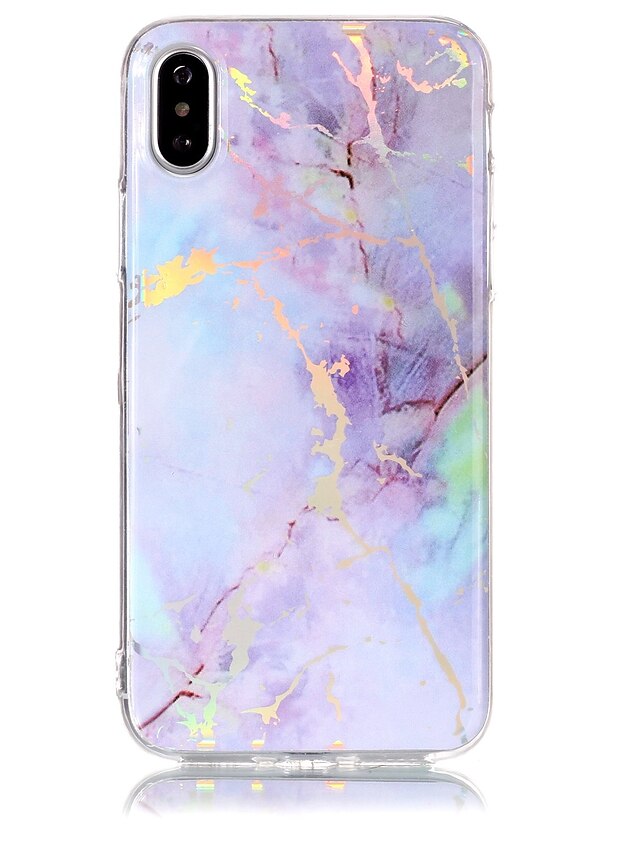  Capinha Para Apple iPhone X / iPhone 8 Plus / iPhone 8 Galvanizado / IMD Capa traseira Mármore Macia TPU