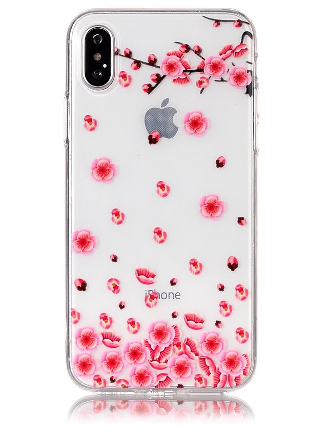  Case For Apple iPhone X / iPhone 8 Plus / iPhone 8 Ultra-thin / Transparent / Embossed Back Cover Flower Soft TPU