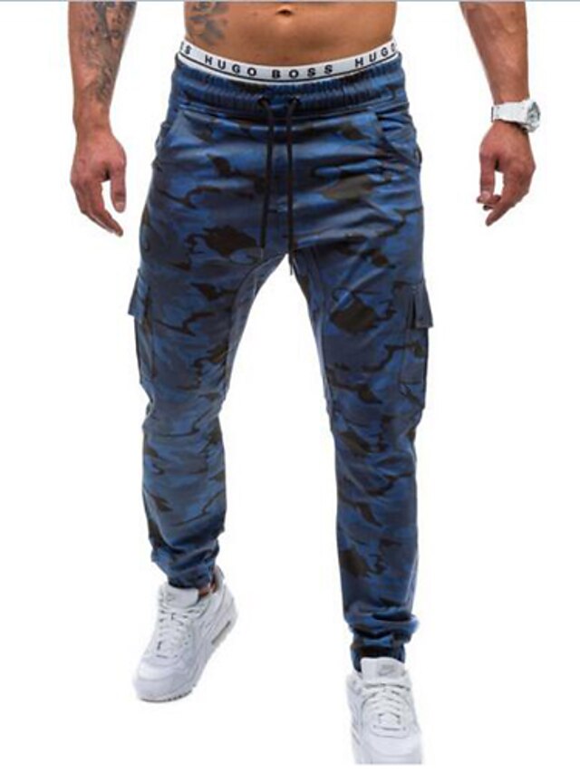  Homme Actif / Basique / Militaire Sports Fin de semaine Ample / Actif / Joggings Pantalon - camouflage Coton Vert Bleu XL XXL XXXL