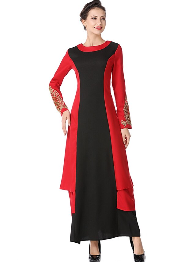  Damskie Moda miejska Abaya Sukienka - Solidne kolory Patchwork Maxi