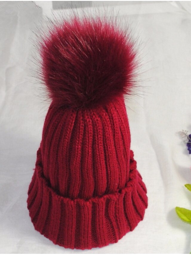  Unisex Pelo,Algodón Prendas de punto Gorro Boina Francesa-Fiesta Trabajo Activo Un Color Invierno Azul Marino Gris Wine / Bonito