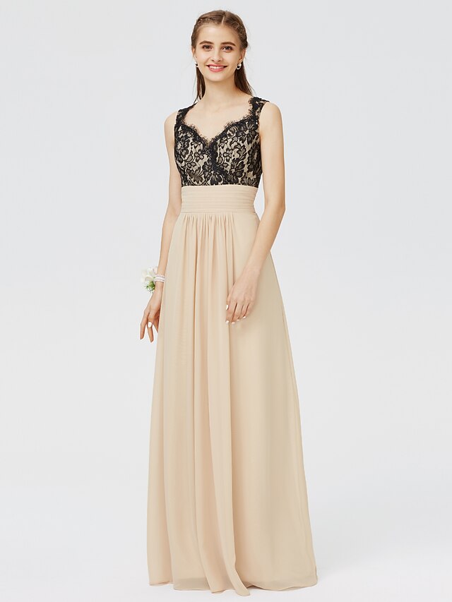 Sheath / Column Bridesmaid Dress Sweetheart Sleeveless Open Back Floor Length Jersey / Floral Lace with Sash / Ribbon / Appliques main image 0