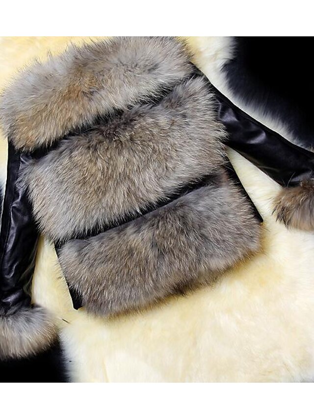  Γυναικεία Γούνινο παλτό Κοντό Μονόχρωμο Καθημερινά Βασικό Μεγάλα Μεγέθη Στάμπα Βαμβάκι Μαύρο Θαλασσί Ρουμπίνι Γκρίζο Τ M L XL