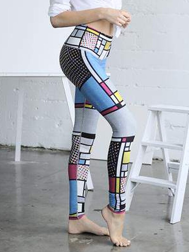  Women's Sports Casual / Daily Stitching Print Legging Striped Solid Colored Vintage Style Stripe Gray S M L