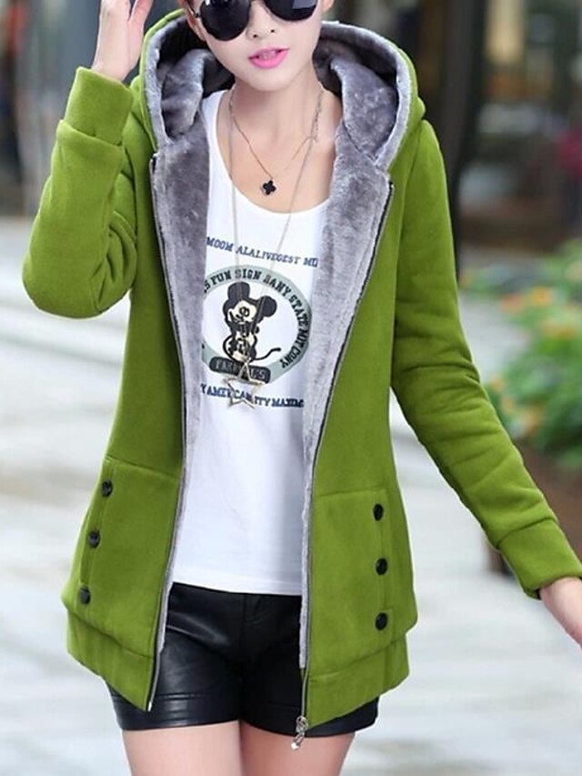 Women's Coat Solid Colored Casual Fall Coat Regular Going out Long Sleeve Nylon Coat Tops Black
