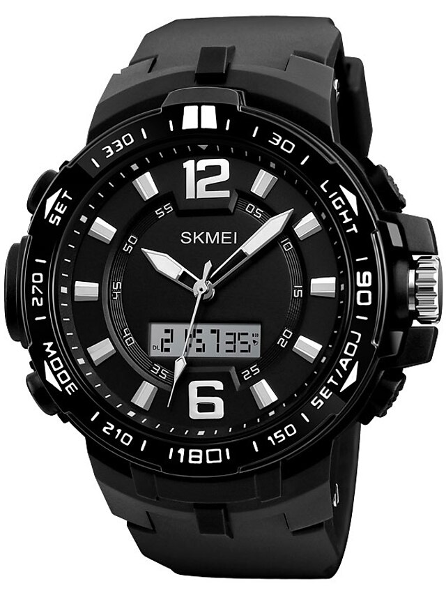  SKMEI Men's Sport Watch Digital Watch Quartz Digital Quilted PU Leather Black 50 m Water Resistant / Waterproof Calendar / date / day Three Time Zones Analog - Digital Casual Fashion - Black Yellow