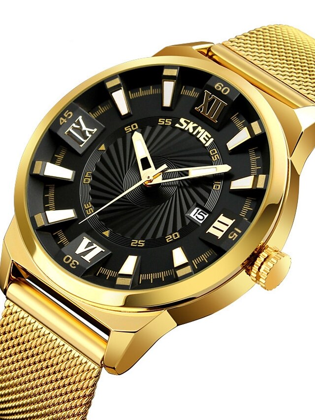  SKMEI Casal Relógios Luxuosos Relógio Esportivo Relogio Dourado Quartzo Luxo Impermeável Calendário Relógio Casual Analógico Branco Preto Azul / Aço Inoxidável