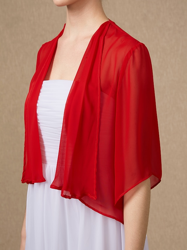 Women's Wedding Guest Half Length Sleeve Chiffon Wrap/Shawl with Ruffles main image 1